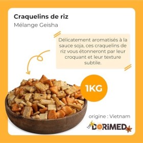 Mélange apéritif I Craquelins de riz Geisha 1 kg | Saveur vietnamienne et japonaise avec une pincée de sel, de paprika et de 