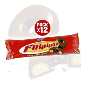 Filipinos Biscuits croustillants enrobés de chocolat noir 128g [Pack de 12] - Combinaison parfaite entre du vrai chocolat noi