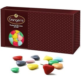Gangemi Cuoricini - 1kg Coeurs Dragées Chocolat de haute qualité - Classique cadeau italien de mariage bapteme - Couleurs mél