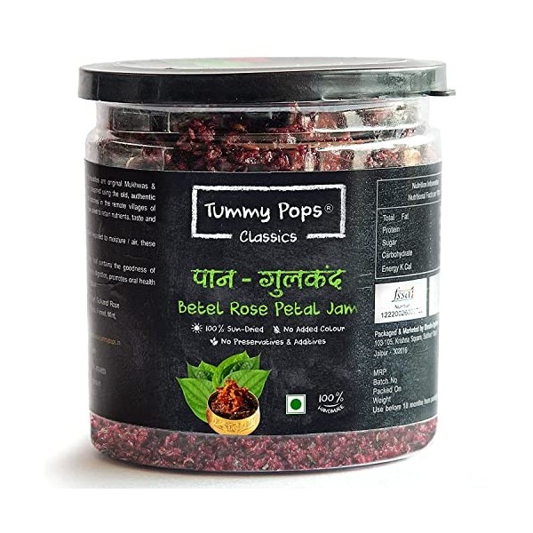 Tummy Pops | Paan Gulkand Without Supari | Hygienically Prepared & Packed | Meetha Paan Gulkand Mukhwas Mouth Freshener | Mit