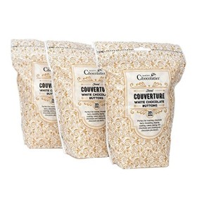 Boutons de Chocolat Blanc 3 x 900g - Idéal pour les Fontaines à Chocolat - Chocolat de Luxe - Galets de Chocolat