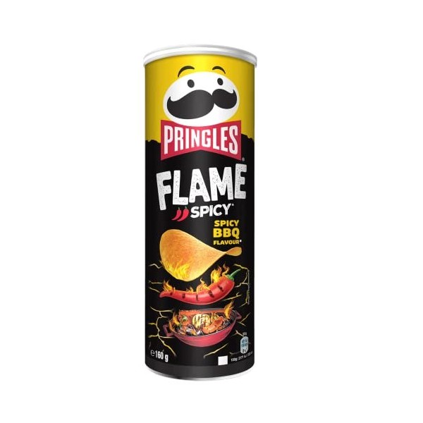 Pringles Flame Spicy BBQ Flavour Snack Salato con peperoncino, pomodoro dolce e paprika affumicata Snack salé avec piment, to