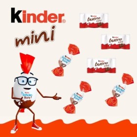 2 Pères Noël garnis de 20 chocolats KINDER Schokobons et Mini Bueno
