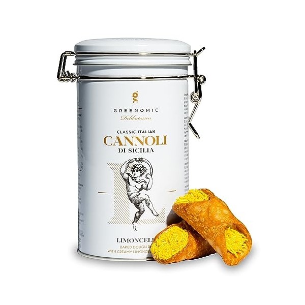 Cannoli-Siciliens | fourrés à la crème de Limoncello | emballés individuellement dans une boîte cadeau | biscuits italo-sicil
