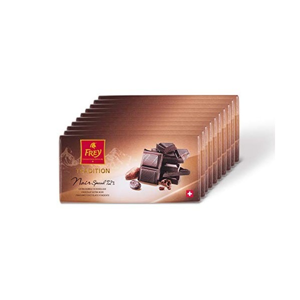 Frey 10x Tablette de chocolat Noir Special 72% 100g - Fabriqué en Suisse - 72% de cacao - Lot de 10 tablettes - Certifié UTZ 