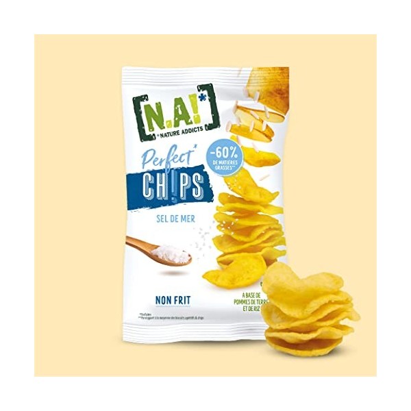 N.A! Nature Addicts - 12 Sachets de 65 gr Perfect Chips Sel de Mer - A base de Pomme de terre et de Riz -Pour un Apéro ultra 