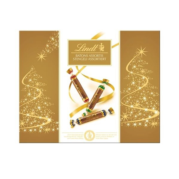 Lindt Schokolade zu Weihnachten | Batons Mischung | 250 g | Zarte Schokoladen-Stengeli flüssig gefüllt mit Schweizer Kirsch, 