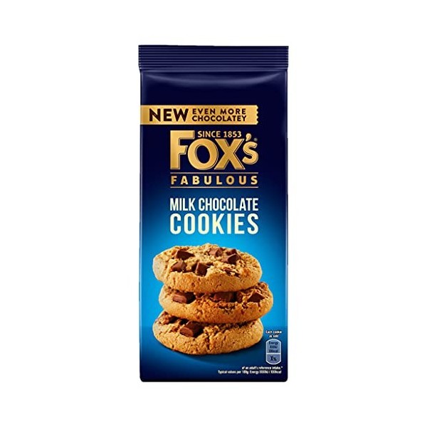 Foxs - Fabulous - Biscuits au chocolat au lait - Biscuits aux pépites de chocolat au lait - 3 x 180 grammes