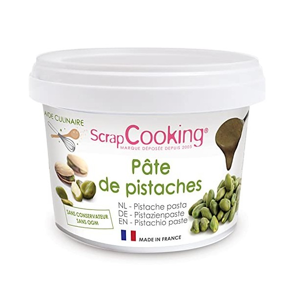 ScrapCooking - Pâte de praliné Pistaches 200g - Ingrédient pour Pâtisseries, Desserts, Macarons, Entremets, Cakes, Glaces, Sm