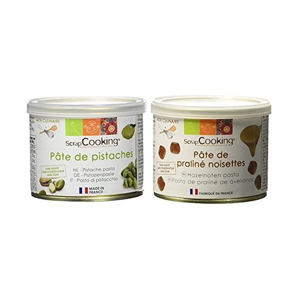 ScrapCooking - Pâte de praliné Pistaches 200g - Ingrédient pour Pâtisseries, Desserts, Macarons, Entremets, Cakes, Glaces, Sm