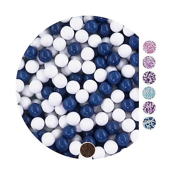 EinsSein 1kg Chocolat Dragees perles mariage Mix petit blanc-bleu marine brillant 1 cm - dragées baptême communion amandes fe