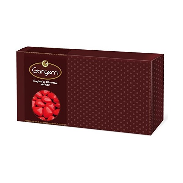 Gangemi Cuori - 1kg Coeurs Dragées Chocolat de haute qualité - Classique cadeau italien de mariage bapteme - Rouge