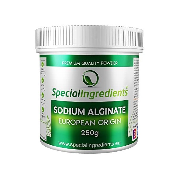 Special Ingredients Alginate de sodium adapté aux végétaliens et végétariens, sans gluten, sans OGM - Emballage recyclable - 