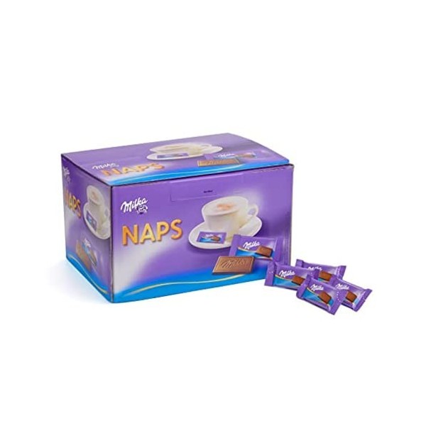 Milka Naps Mix - Assortiment de Chocolat au Lait du Pays Alpin : Chocolat au Lait, Crème Cacao, Noisettes, Fraise - Tubo d1 