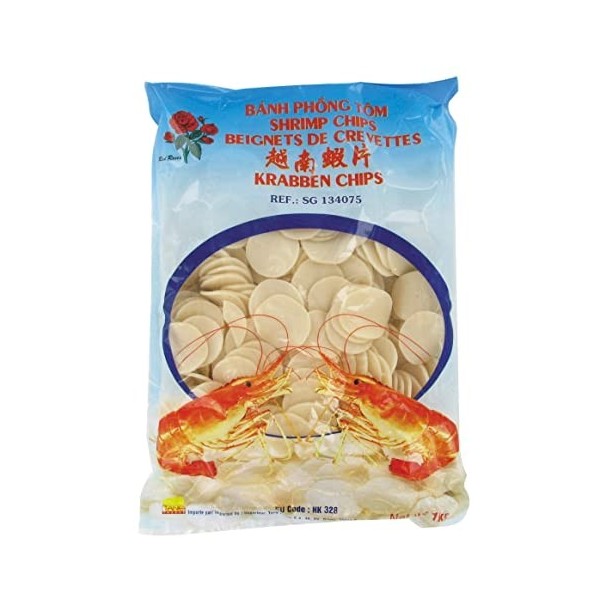 RED ROSES Chips à la crevette "Sa Giang" / Beignets de crevettes à frire 1KG 1 sachet - Expédition depuis France par la Soc