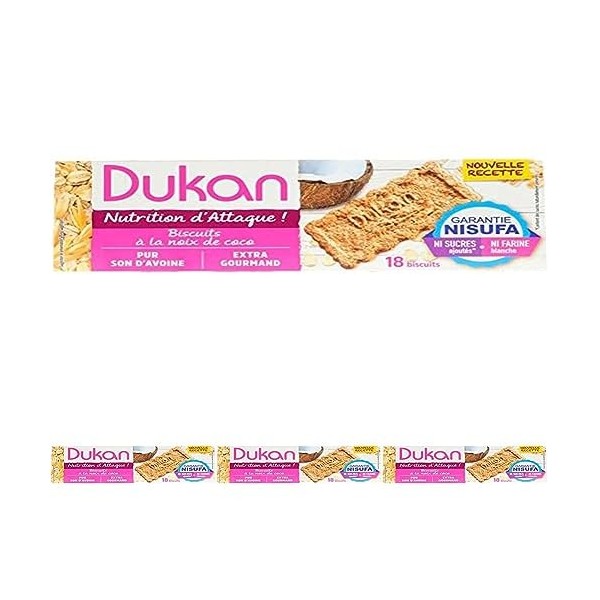 Dukan Biscuits de Son dAvoine Saveur Coco 225 g Lot de 4 