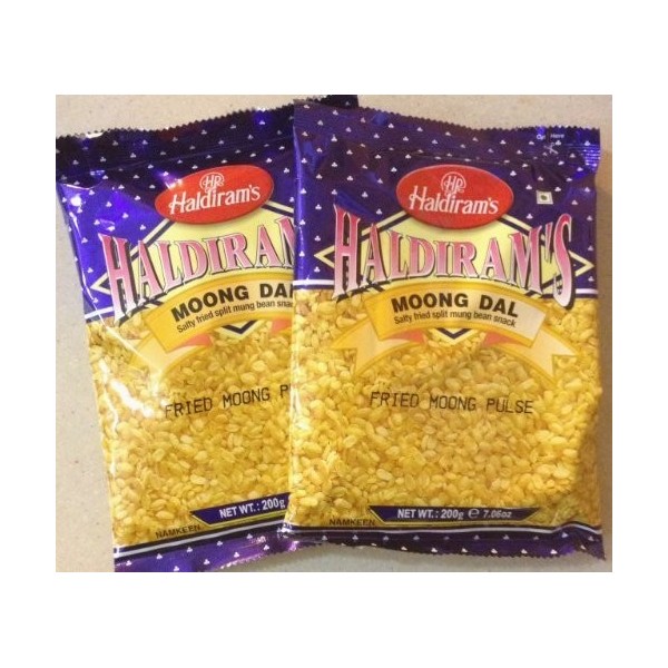 Haldirams Moong Dal - Salty Fried Split Moong Bean Snack / 200g., 7.06oz. Pack of 2 by Haldiram