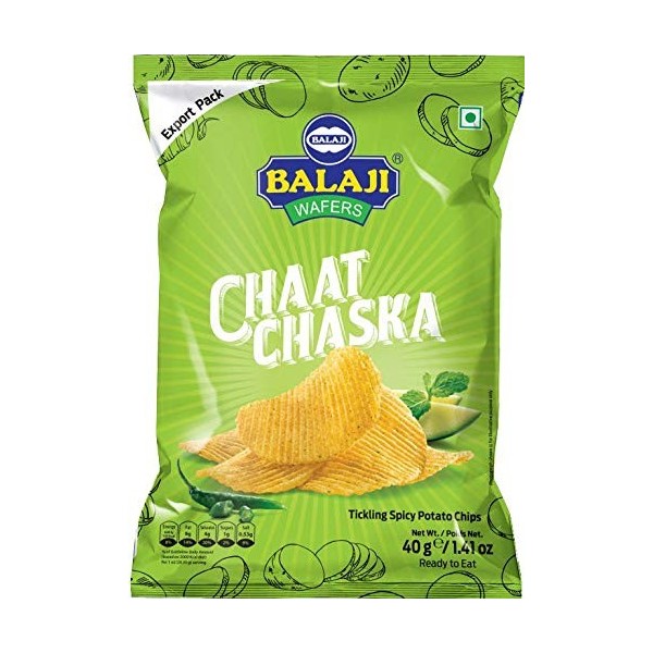 Balaji Chaat Chaska chips de pommes de terre épicées et piquantes - 40 g - Lot de 3