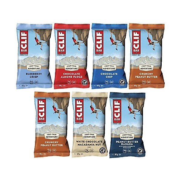 Clif Bar - Lot de 7 barres énergétiques à base d’ingrédients naturels 7&nbsp;x 68&nbsp;g , idéal pour le sport
