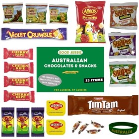 Best of Australia Boîte à chocolat et goûter – Les collations australiennes les plus populaires – Tim Tam, Allens Party Mix,