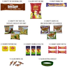 Best of Australia Boîte à chocolat et goûter – Les collations australiennes les plus populaires – Tim Tam, Allens Party Mix,
