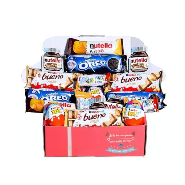 Boîte de chocolats I cadeau original pour anniversaires, Noël, enfants, amoureux - Kinder Bueno, Happy Hippo, Kinder Joy, Nut
