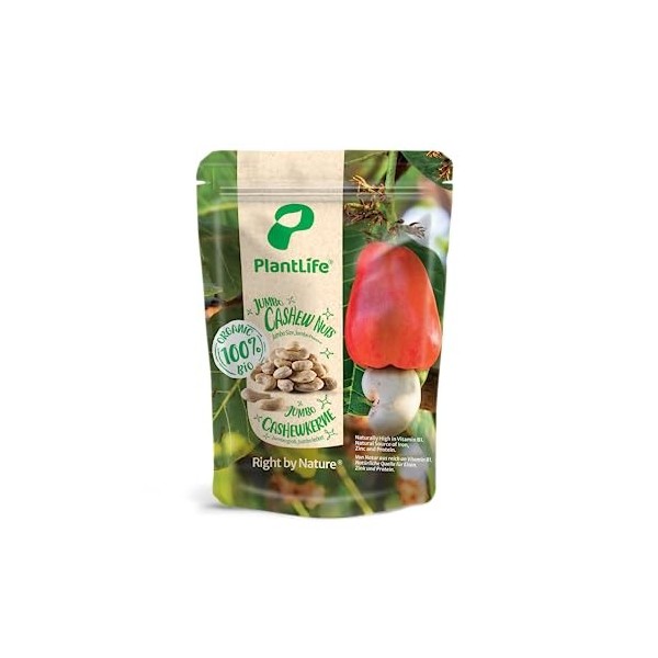 PlantLife Noix de cajou BIO 1kg – Noix de cajou brutes, non traitées et naturelles - 100% recyclable