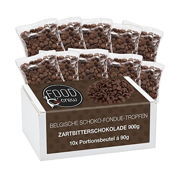 Food Crew Pépites de Chocolat 900g - Entier Belge pour Fondue - Délice Fondant Régal pour Fontaine de Chocolat et Kits de Fon