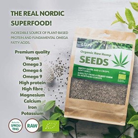 Graines de chanvre bio cru de LOOV, 1kg, Non traité à la chaleur, Nutriments préservés, Délicieuse saveur noisette, Cultivé d