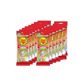 Chupa Chups–15 sachets Center shock 80g–Bubble gum au cœur acide–pour tous les gourmands-Goûts Fraise et Cola-Idéal pour Fête