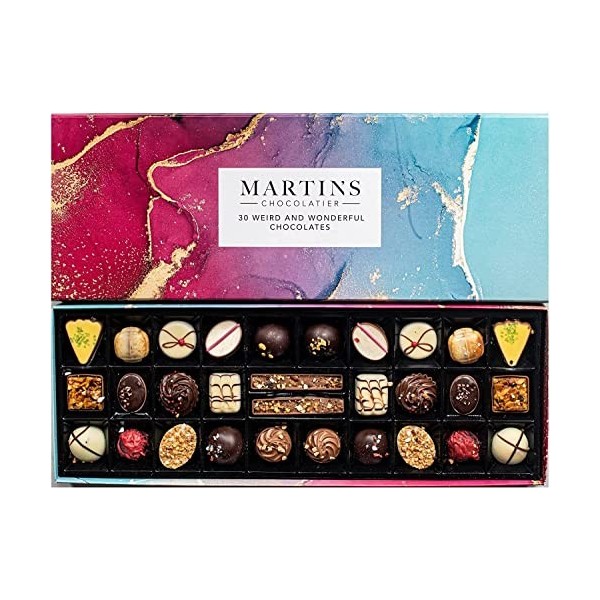 Martins Chocolatier Assortiment de Chocolats Signature - 30 Chocolats Fait à la Main - 15 Saveurs de Chocolat | Cadeau Chocol