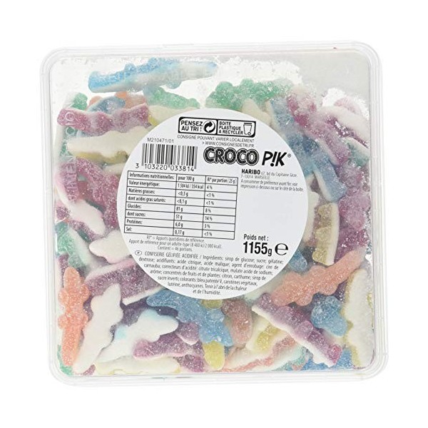 Haribo Bonbon Gélifié Acidifié Croco Pik x 210 Pièces 1,155 kg - Lot de 2