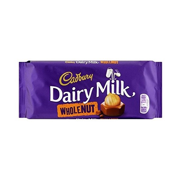 Cadbury Dairy Milk Chocolate Whole Nut Bar 120g - Pack of 6