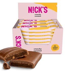NICKS Barre Keto Crunchy caramel, Chocolat au Lait et Éclats de Caramel et Amandes Sans Sucre Ajouté 88 Calories 1,8 Glucides