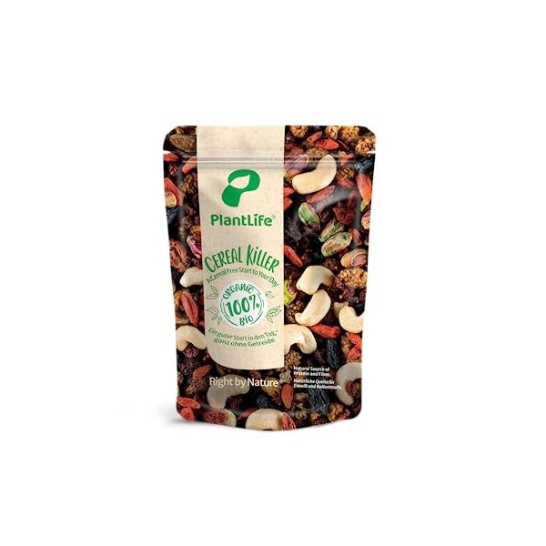 PlantLife Cereal Killer BIO 700g - Mélange de noix et de fruits de qualité supérieure à base de noix naturelles, de fruits se