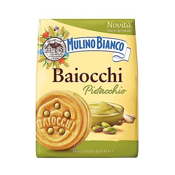 MULINO BIANCO Baiocchi - biscuits fourrés à la pistache 240g Pistache, x1 