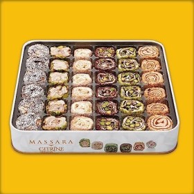 Massara Citrine Delight, loukoums turcs de luxe aux fruits à coques, boîte de confiseries halal 454 g 