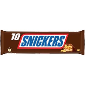 SNICKERS - Barres au chocolat au lait fourrée de caramel et cachuètes grillées - Sachet de 10 barres Lot de 4 
