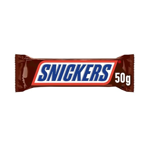 SNICKERS - Barres au chocolat au lait fourrée de caramel et cachuètes grillées - Sachet de 10 barres Lot de 4 