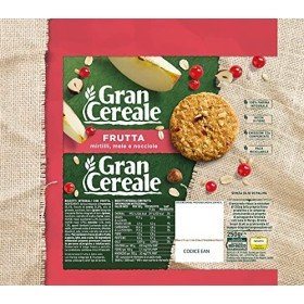 Mulino Bianco Gran Lot de 12 fruits et fibres céréales multi-céréales 250 g