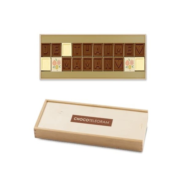 Chocotélégramme « Je taime Maman » | Message en lettres de chocolat belge | Cadeau à offrir pour la fête des mères