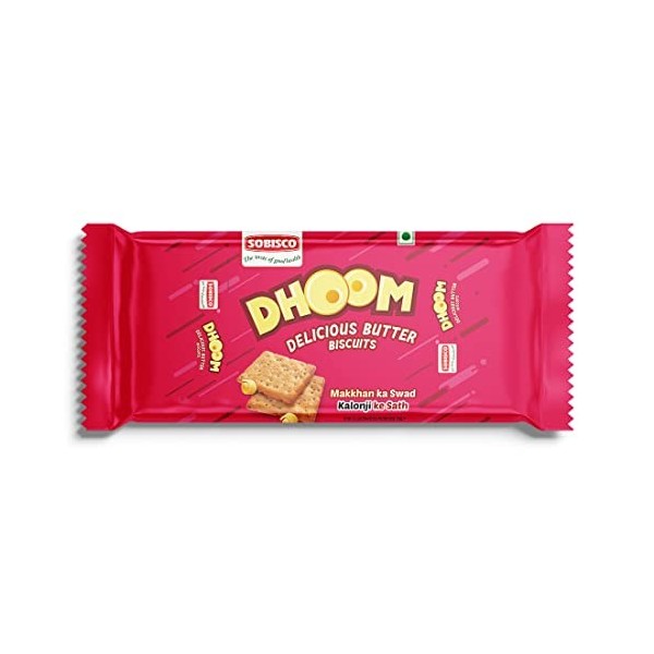SOBISCO Dhoom Delicious Butter Biscuits Makhhan ka swad Kalonji ke sath 37g Pack of 60 