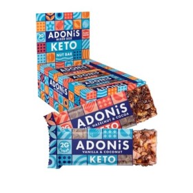 Barres Adonis Keto Noix de Pécan, Noisette et Cacao 16 Barres de 35g | Végétalien et Keto l 100% Naturel l Sans Gluten, San
