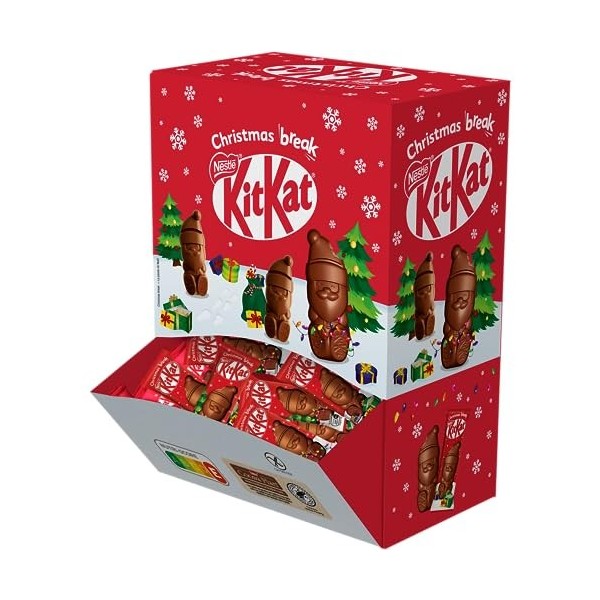 KitKat - Mini Père Noël Chocolat au Lait - Présentoir de Mini Figurines emballées individuellement - 1 kg