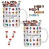 2 Mugs magiques Monsieur Madame garnis de mini chocolats Mars, Snickers, bounty, Twix et Kinder Schokobons