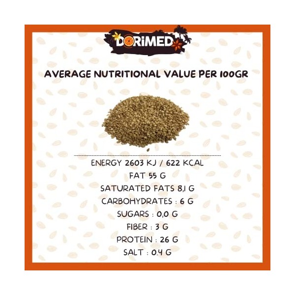 Graines de sésame grillées 2kg | Sésame grillé | 100% naturel | Riche en vitamines et minéraux | Sans OGM | Riche en fibres |