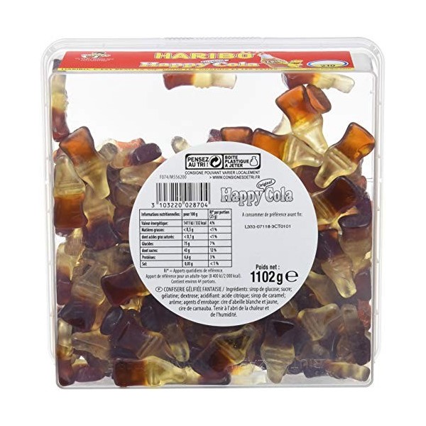 Haribo Bonbon Gélifié Happy Cola x 210 Pièces 1,21 kg - Lot de 2