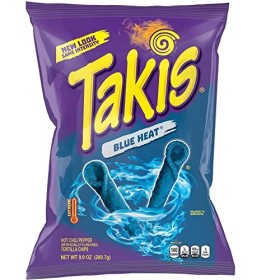 Takis Blue Heat Lot de 01 piments piquants au goût épicé et croustillant | Copeaux de tortilla roulés Takis Blue Heat | Poids