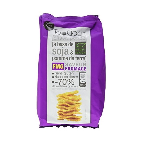 TOOGOOD - Snacks Poppés - Chips Soja & Pomme De Terre - Saveur Fromage - Végétarien - Sans Gluten - 70% De Matières Grasses E