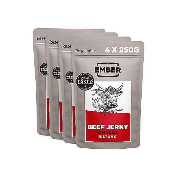 Ember Snacks: Biltong Beef Jerky Saveur Original 1x 250g | Boeuf séché riche en protéines. Collation à emporter faible en gr
